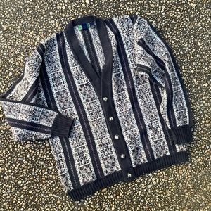 Vtg 1980s Colours V neck dad cardigan retro XL